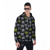 Graffiti Hiphop White And Yellow Crown Print Men's Zip Up Hoodie-grizzshop