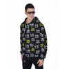 Graffiti Hiphop White And Yellow Crown Print Men's Zip Up Hoodie-grizzshop