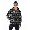 Graffiti Hiphop White And Yellow Crown Print Men's Zip Up Hoodie-grizzshop