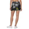 Graffiti Hiphop White And Yellow Crown Print Mini Skirt-grizzshop