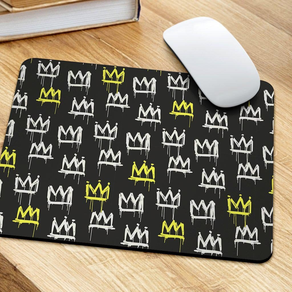 Graffiti Hiphop White And Yellow Crown Print Mouse Pad-grizzshop