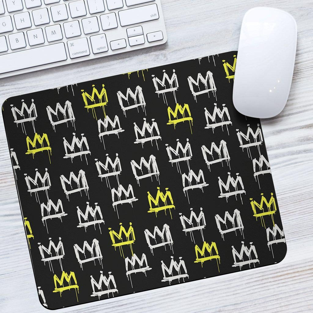 Graffiti Hiphop White And Yellow Crown Print Mouse Pad-grizzshop