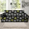 Graffiti Hiphop White And Yellow Crown Print Sofa Cover-grizzshop