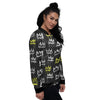 Graffiti Hiphop White And Yellow Crown Print Women's Bomber Jacket-grizzshop