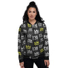 Graffiti Hiphop White And Yellow Crown Print Women's Bomber Jacket-grizzshop