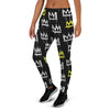 Graffiti Hiphop White And Yellow Crown Print Women's Joggers-grizzshop