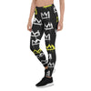 Graffiti Hiphop White And Yellow Crown Print Women's Leggings-grizzshop