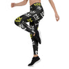 Graffiti Hiphop White And Yellow Crown Print Women's Leggings-grizzshop