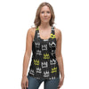 Graffiti Hiphop White And Yellow Crown Print Women's Racerback Tank Top-grizzshop