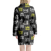 Graffiti Hiphop White And Yellow Crown Print Women's Robe-grizzshop