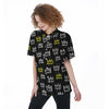 Graffiti Hiphop White And Yellow Crown Print Women's Short Sleeve Shirts-grizzshop