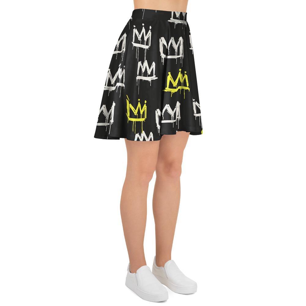 Graffiti Hiphop White And Yellow Crown Print Women's Skirt-grizzshop