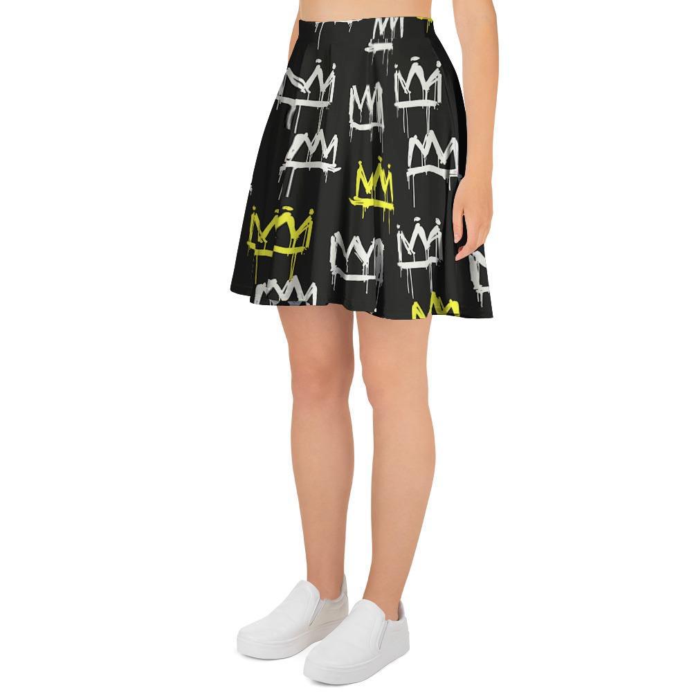 Graffiti Hiphop White And Yellow Crown Print Women's Skirt-grizzshop