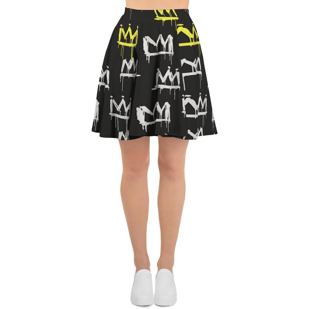 Graffiti Hiphop White And Yellow Crown Print Women's Skirt-grizzshop