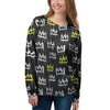 Graffiti Hiphop White And Yellow Crown Print Women's Sweatshirt-grizzshop