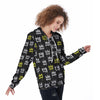 Graffiti Hiphop White And Yellow Crown Print Women's Zip Up Hoodie-grizzshop