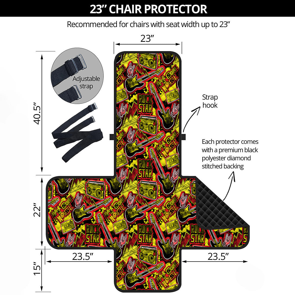 Graffiti Music Rock Star Print Pattern Armchair Protector-grizzshop