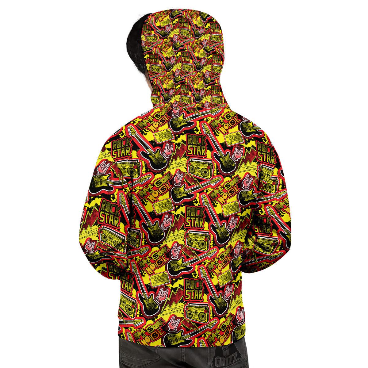 Graffiti Music Rock Star Print Pattern Men's Hoodie-grizzshop