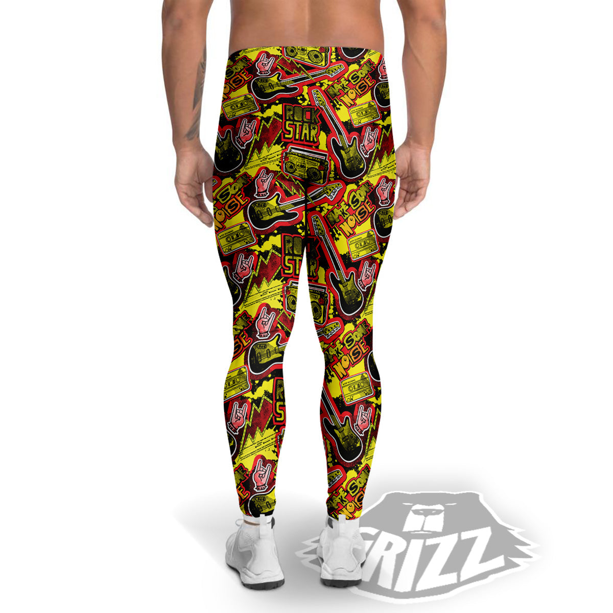 Graffiti Music Rock Star Print Pattern Men's Leggings-grizzshop