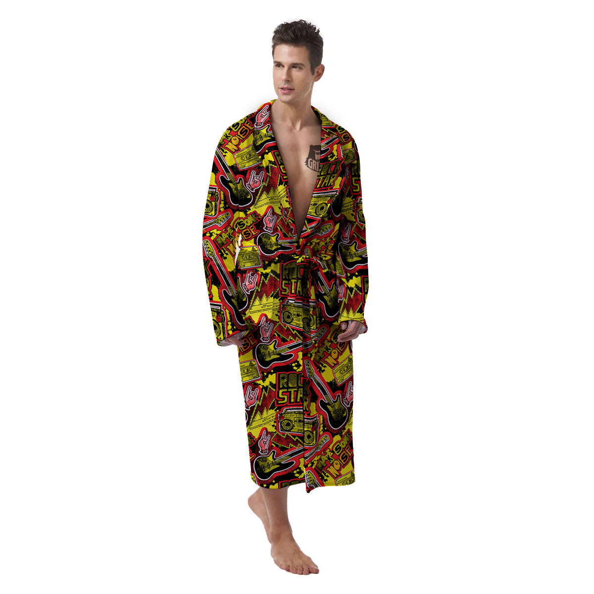 Graffiti Music Rock Star Print Pattern Men's Robe-grizzshop
