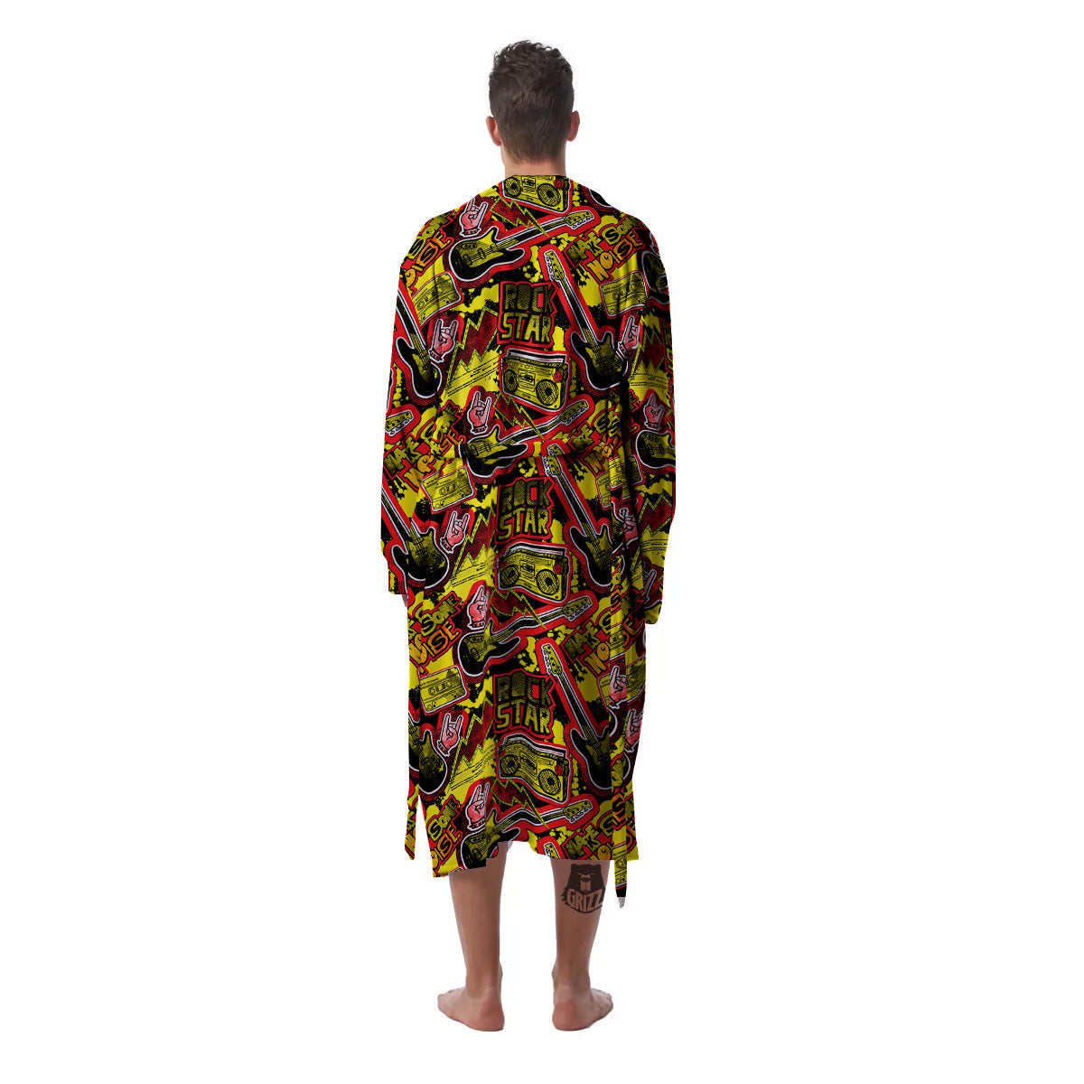 Graffiti Music Rock Star Print Pattern Men's Robe-grizzshop