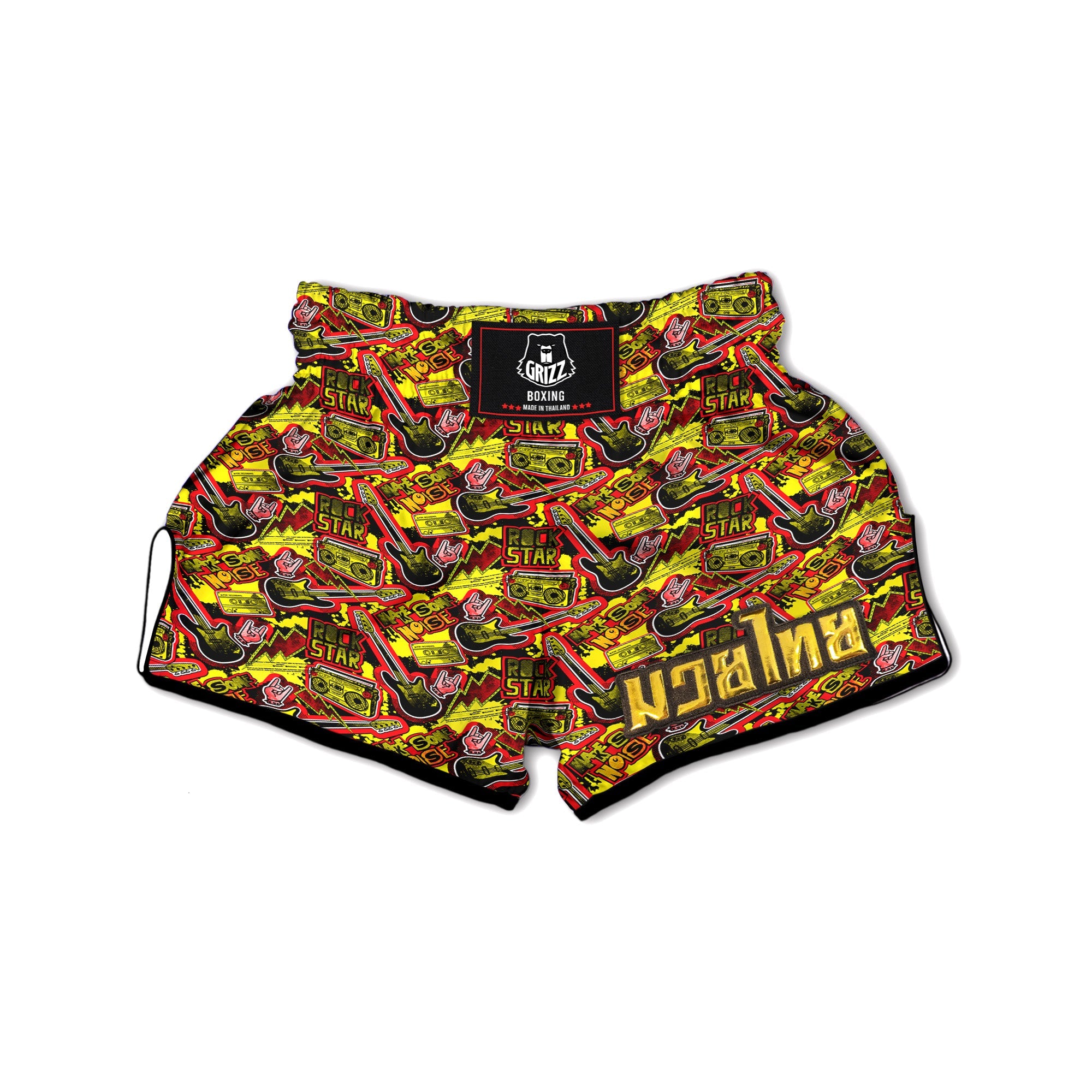 Graffiti Music Rock Star Print Pattern Muay Thai Boxing Shorts-grizzshop