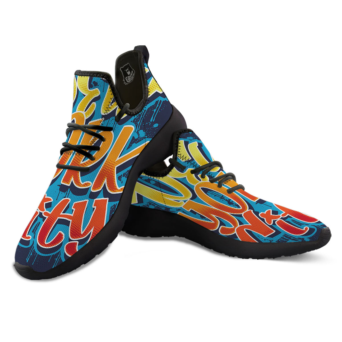 Graffiti NYC Print Black Athletic Shoes-grizzshop