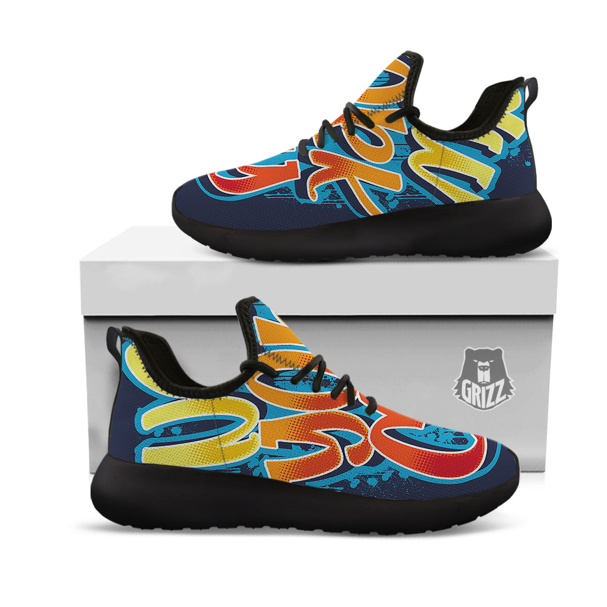 Graffiti NYC Print Black Athletic Shoes-grizzshop