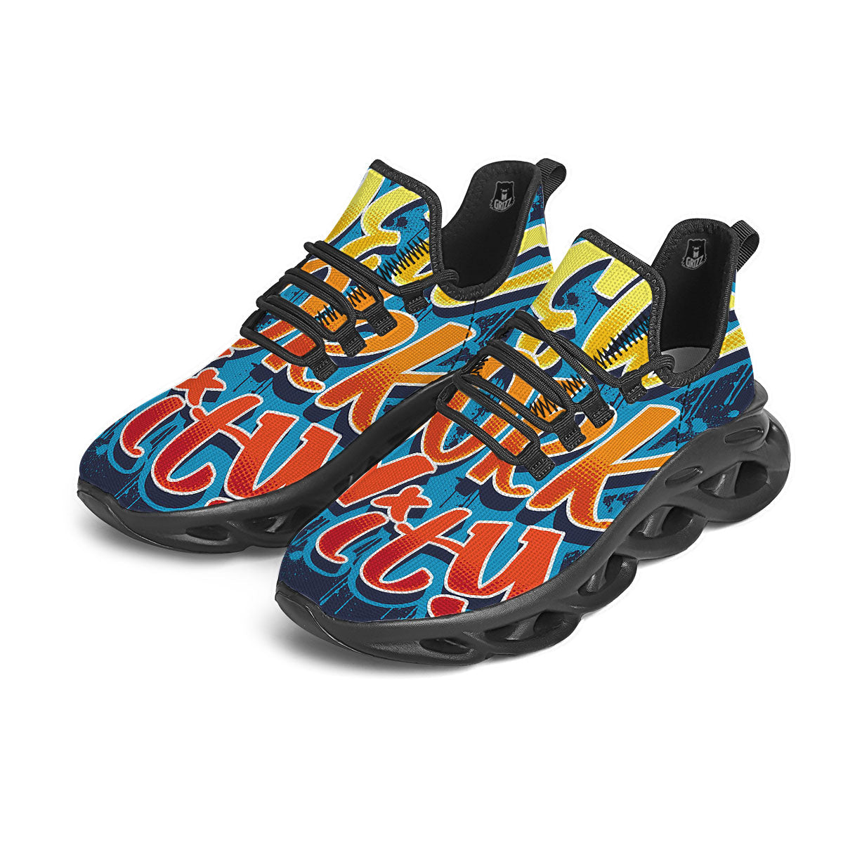 Graffiti NYC Print Black Running Shoes-grizzshop