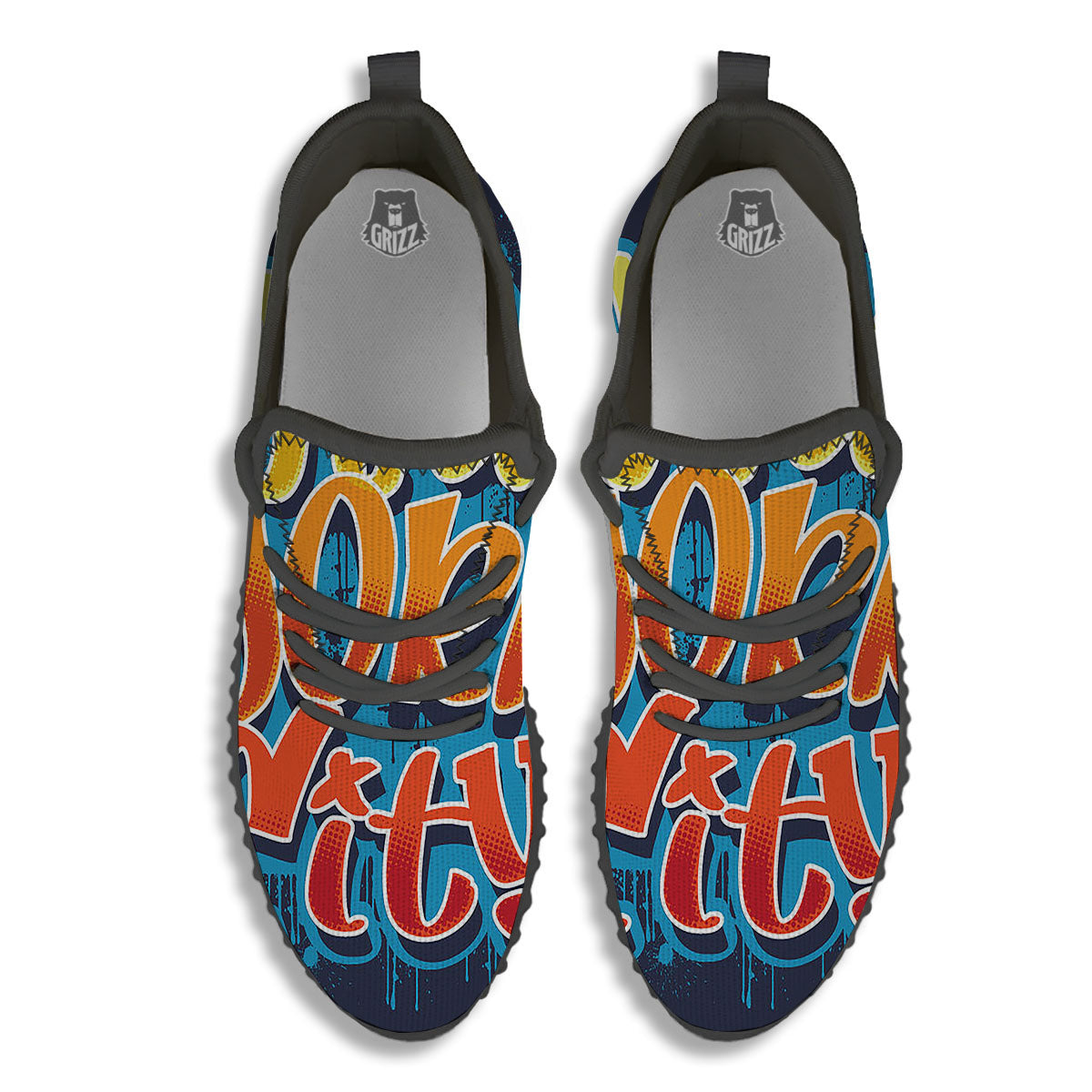 Graffiti NYC Print Black Walking Shoes-grizzshop
