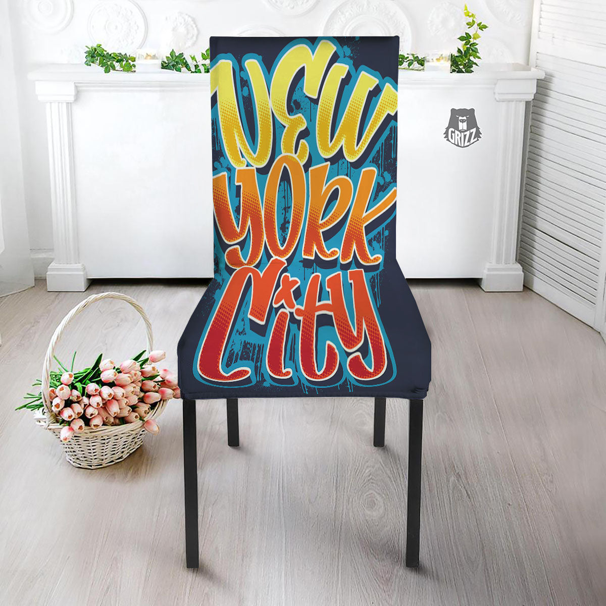 Graffiti NYC Print Dining Chair Slipcover-grizzshop