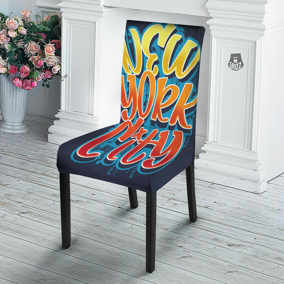 Graffiti NYC Print Dining Chair Slipcover-grizzshop