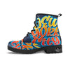 Graffiti NYC Print Leather Boots-grizzshop