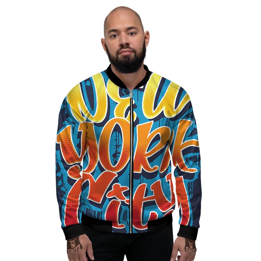 Graffiti NYC Print Men's Bomber Jacket-grizzshop