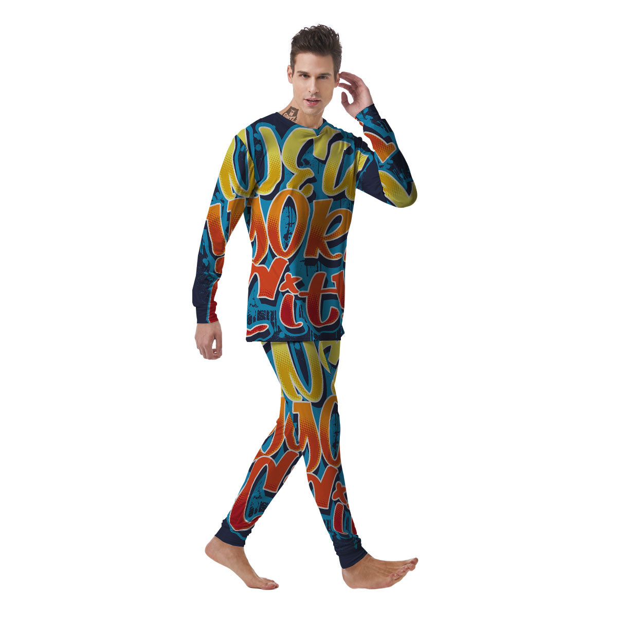 Graffiti NYC Print Men's Pajamas-grizzshop