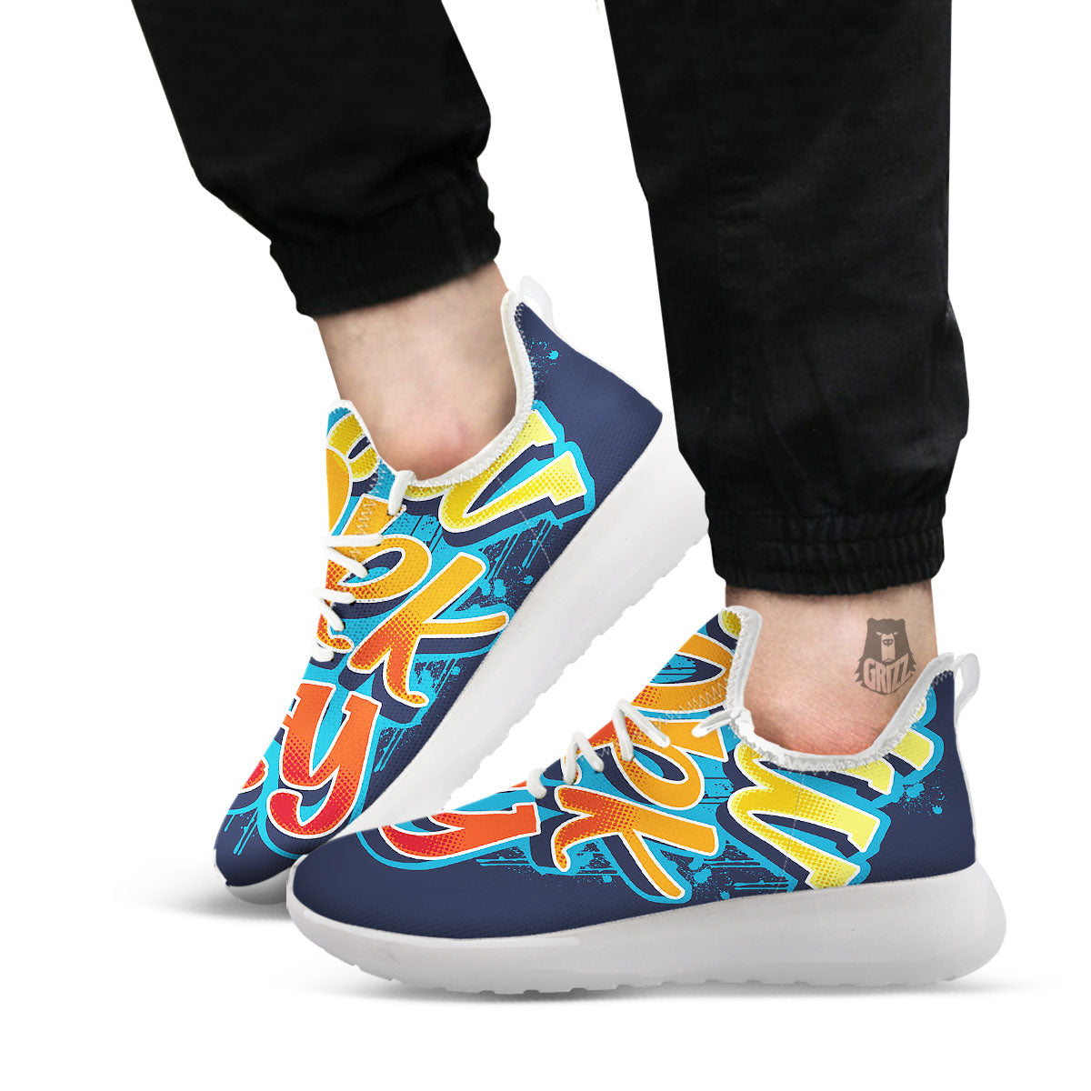 Graffiti NYC Print White Athletic Shoes-grizzshop