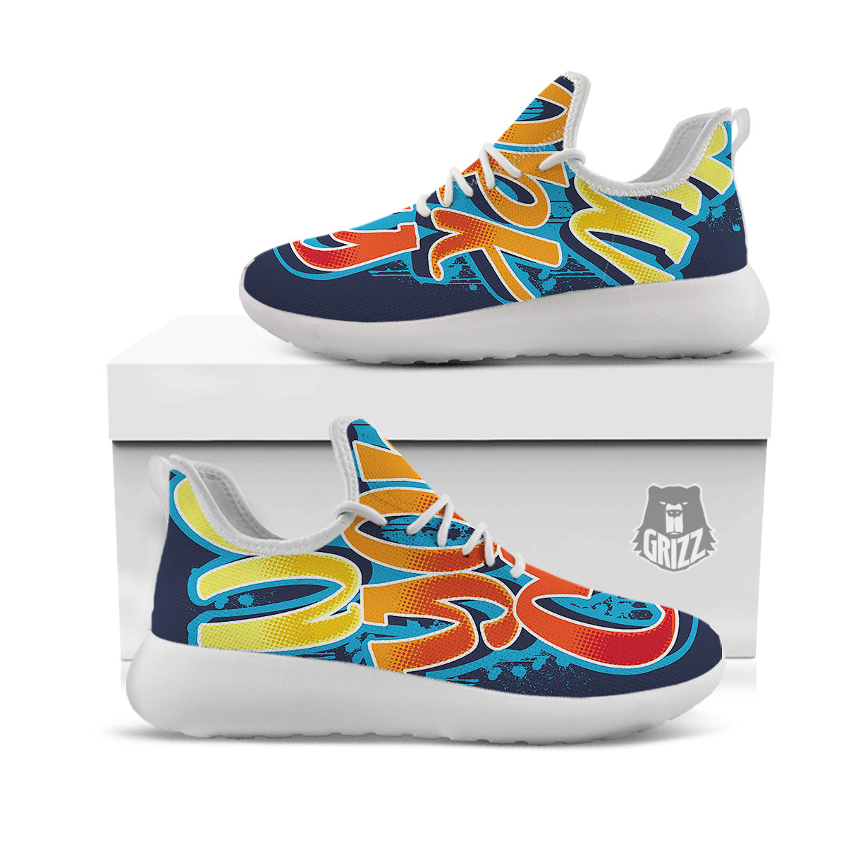 Graffiti NYC Print White Athletic Shoes-grizzshop