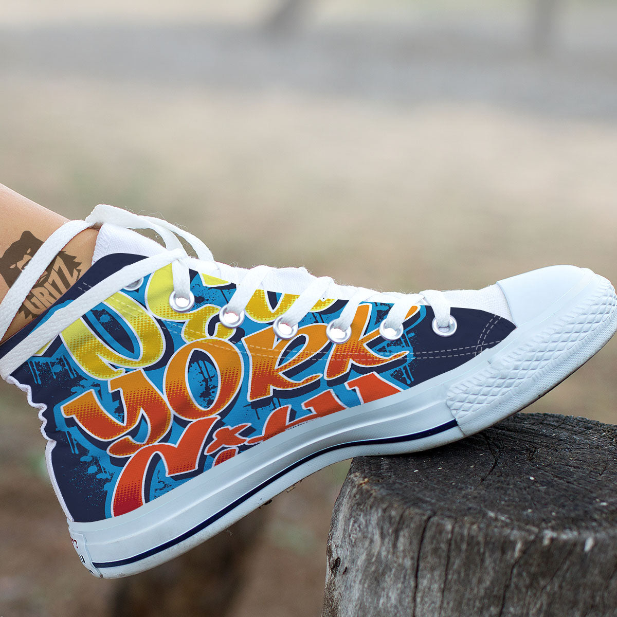 Graffiti NYC Print White High Top Shoes-grizzshop