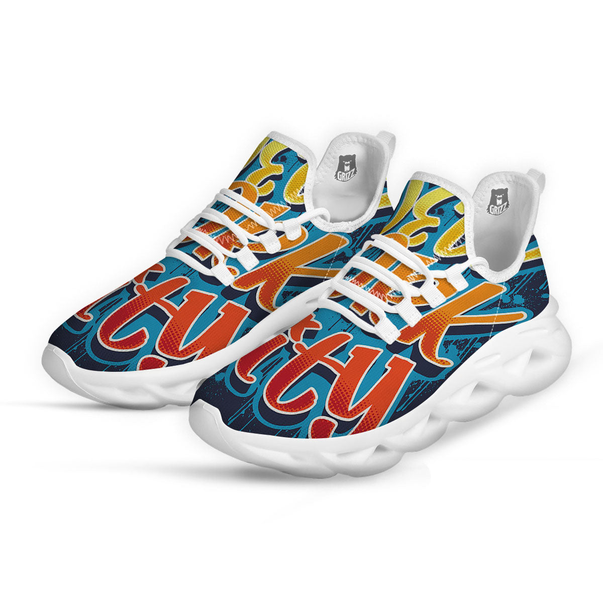 Graffiti NYC Print White Running Shoes-grizzshop