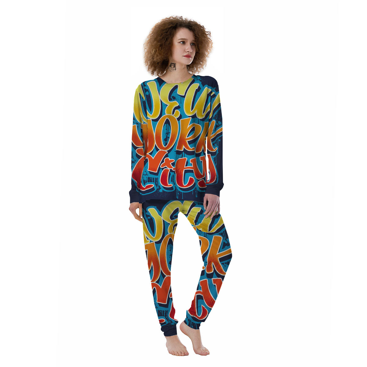 Graffiti NYC Print Women's Pajamas-grizzshop