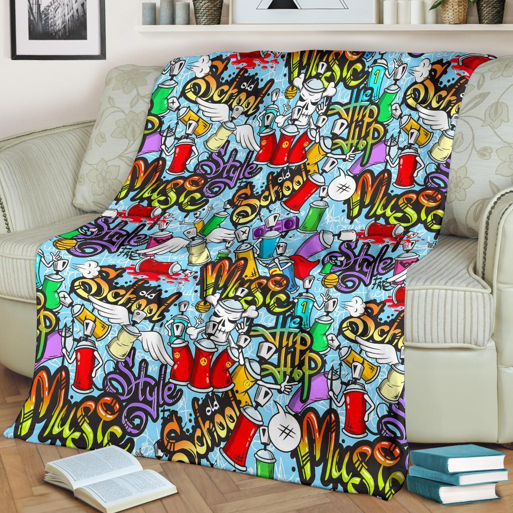 Graffiti Pattern Print Blanket-grizzshop