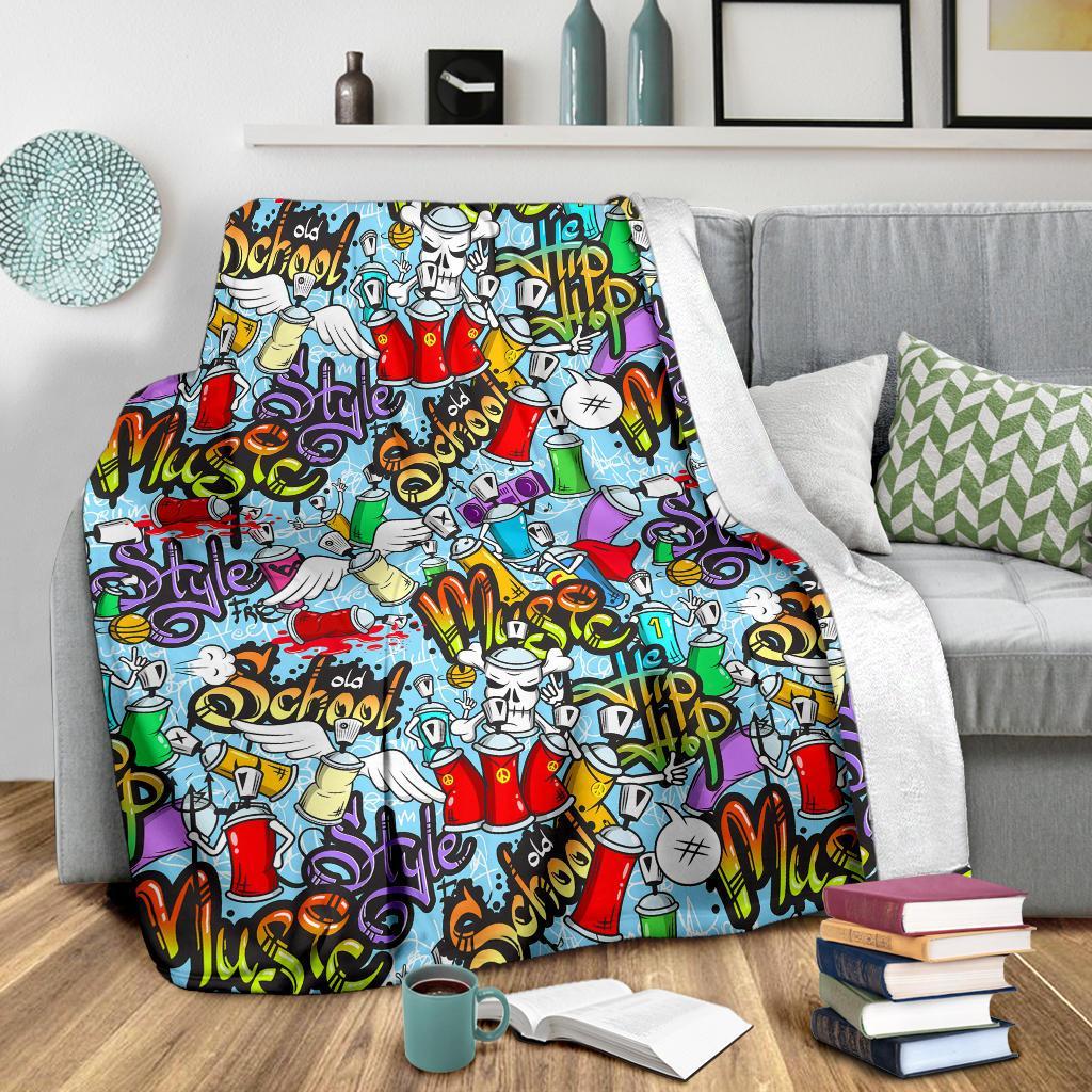 Graffiti Pattern Print Blanket-grizzshop