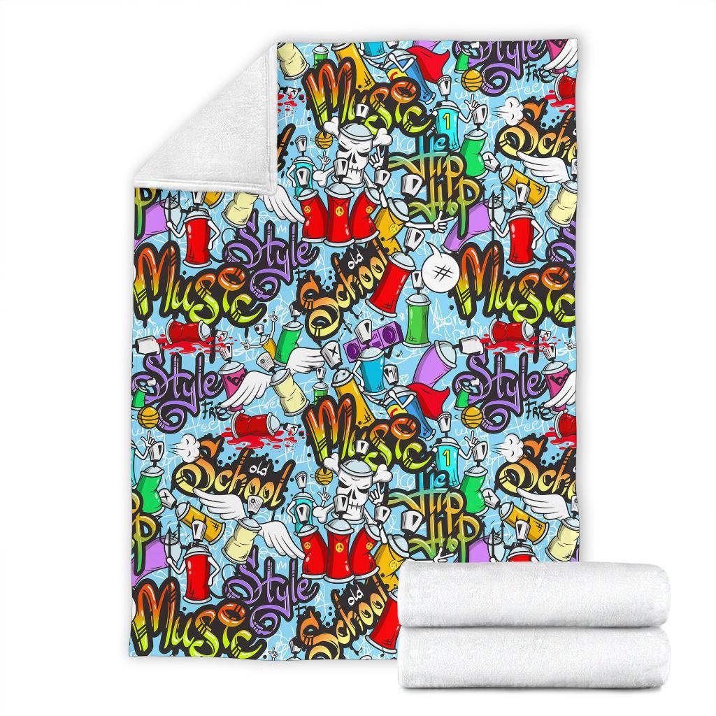 Graffiti Pattern Print Blanket-grizzshop