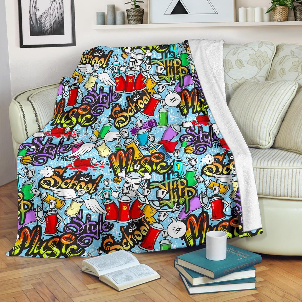 Graffiti Pattern Print Blanket-grizzshop