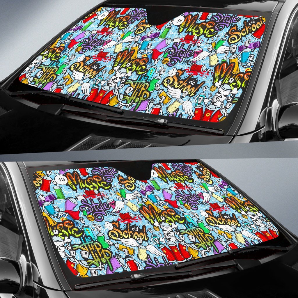 Graffiti Pattern Print Car Sun Shade-grizzshop