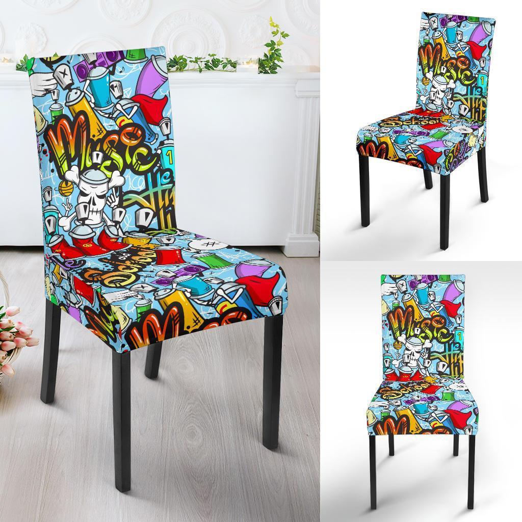 Graffiti Pattern Print Chair Cover-grizzshop