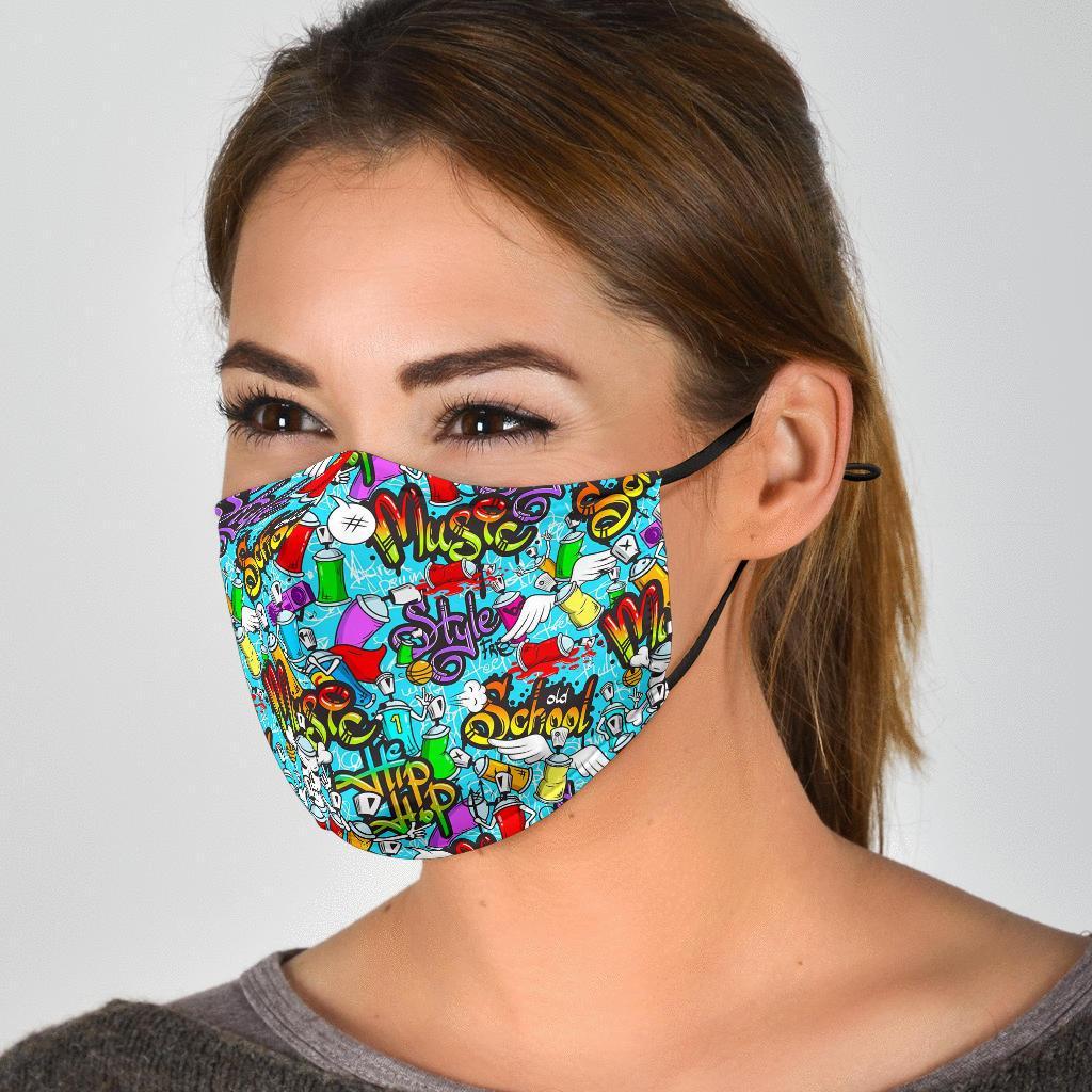 Graffiti Pattern Print Face Mask-grizzshop