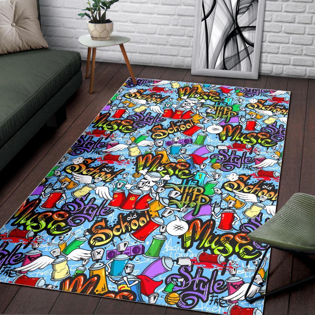 Graffiti Pattern Print Floor Mat-grizzshop