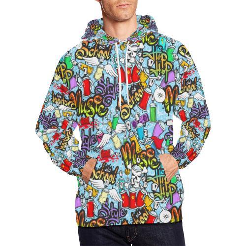 Graffiti Pattern Print Men Pullover Hoodie-grizzshop