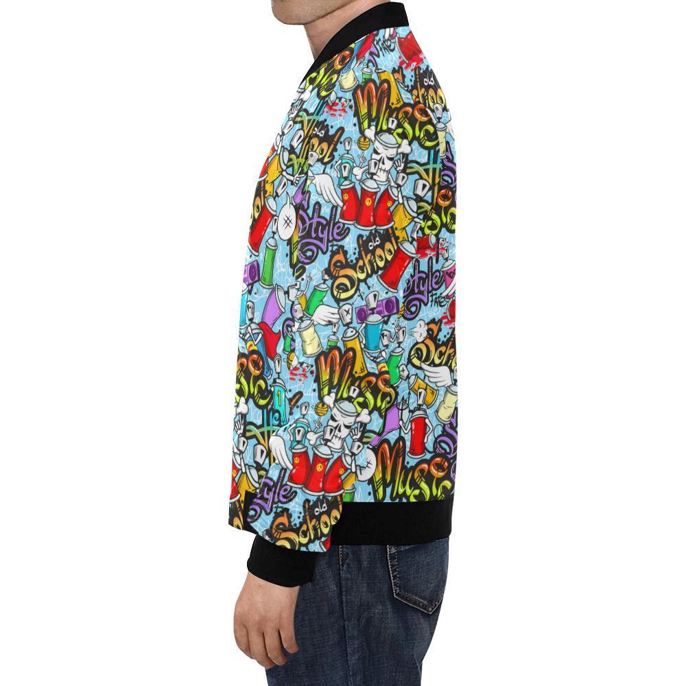 Graffiti Pattern Print Men's Bomber Jacket-grizzshop